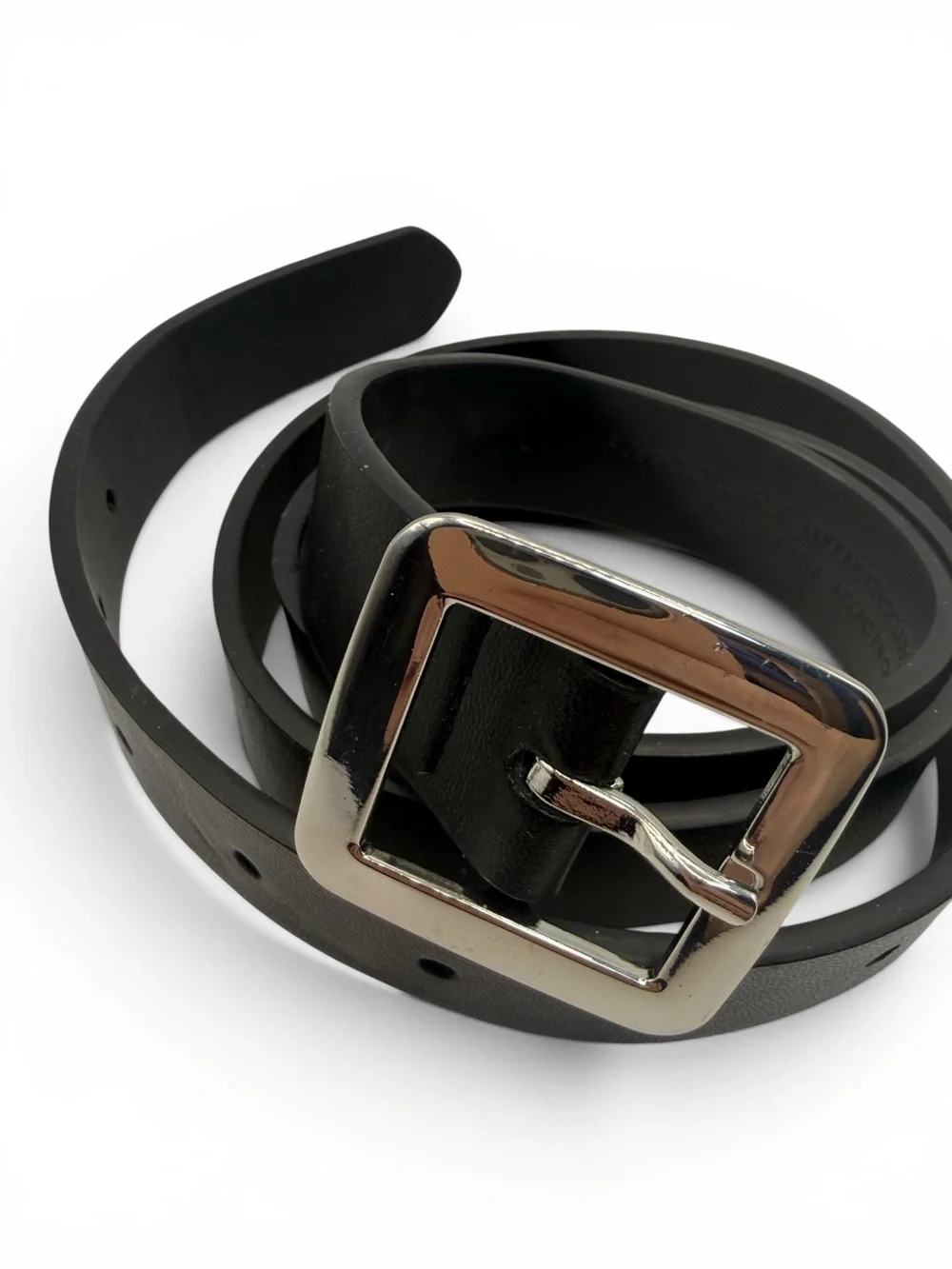 Black unisex Belt with Silver Buckle